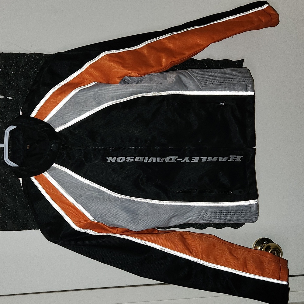 Harley Davidson Full Zip Spellout Nylon Motorcycle Riding Jacket Vintage 90s